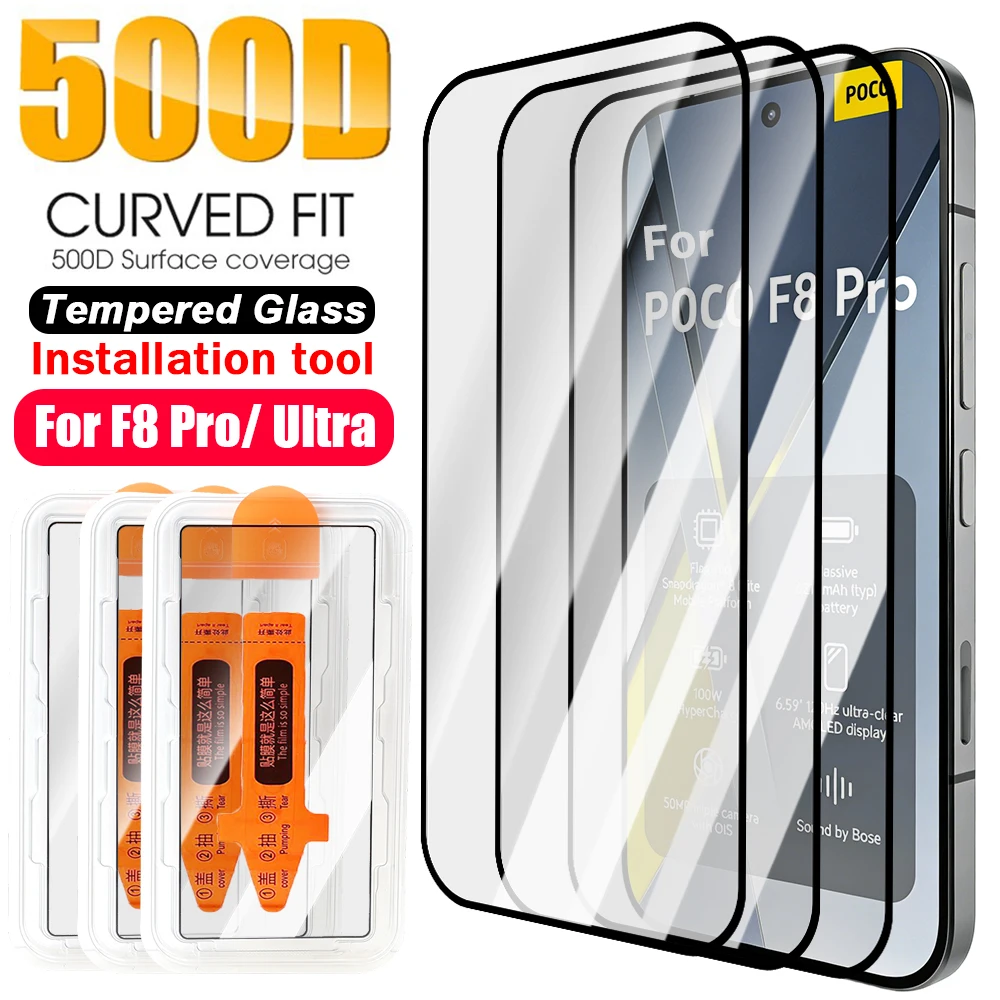 

1-3PCS HD Tempered Glass for Xiaomi POCO F8 Pro F8 Ultra Dust Free Easy Installation Anti-scratch Premium Clear Screen Protector