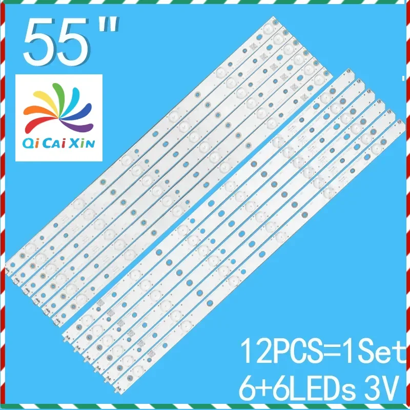 Applicable to Changhong 55 inch LED backlight Strip 12pcs/set KHP200525D, KHP200525C SVJ550AB9-Rve01-Type-6L 3V TV 6L+6R