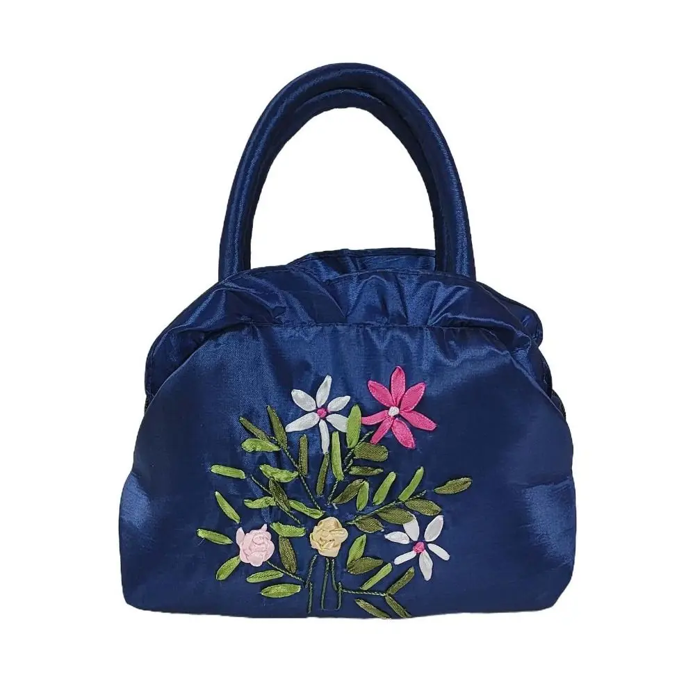 

Ruffle Embroidery Flower Handbag Leaf Phone Bag Zipper Flower Wrist Bag Mommy Bag Small Purse Wallet Ethnic Style Tote Bag