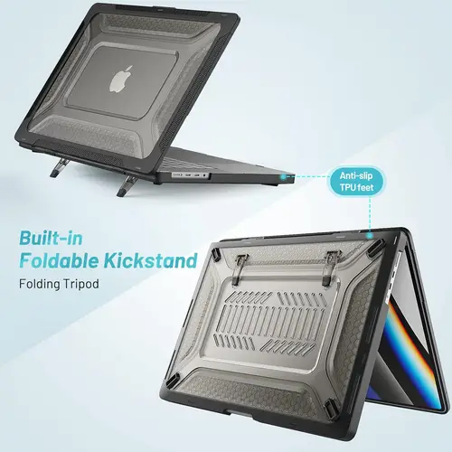 Imagen 2 del producto Estuche rígido de parachoques de TPU resistente Compatible con MacBook Air 13 pulgadas 2025-2022 M4 M3 M2 Estuche rígido de panal con soporte