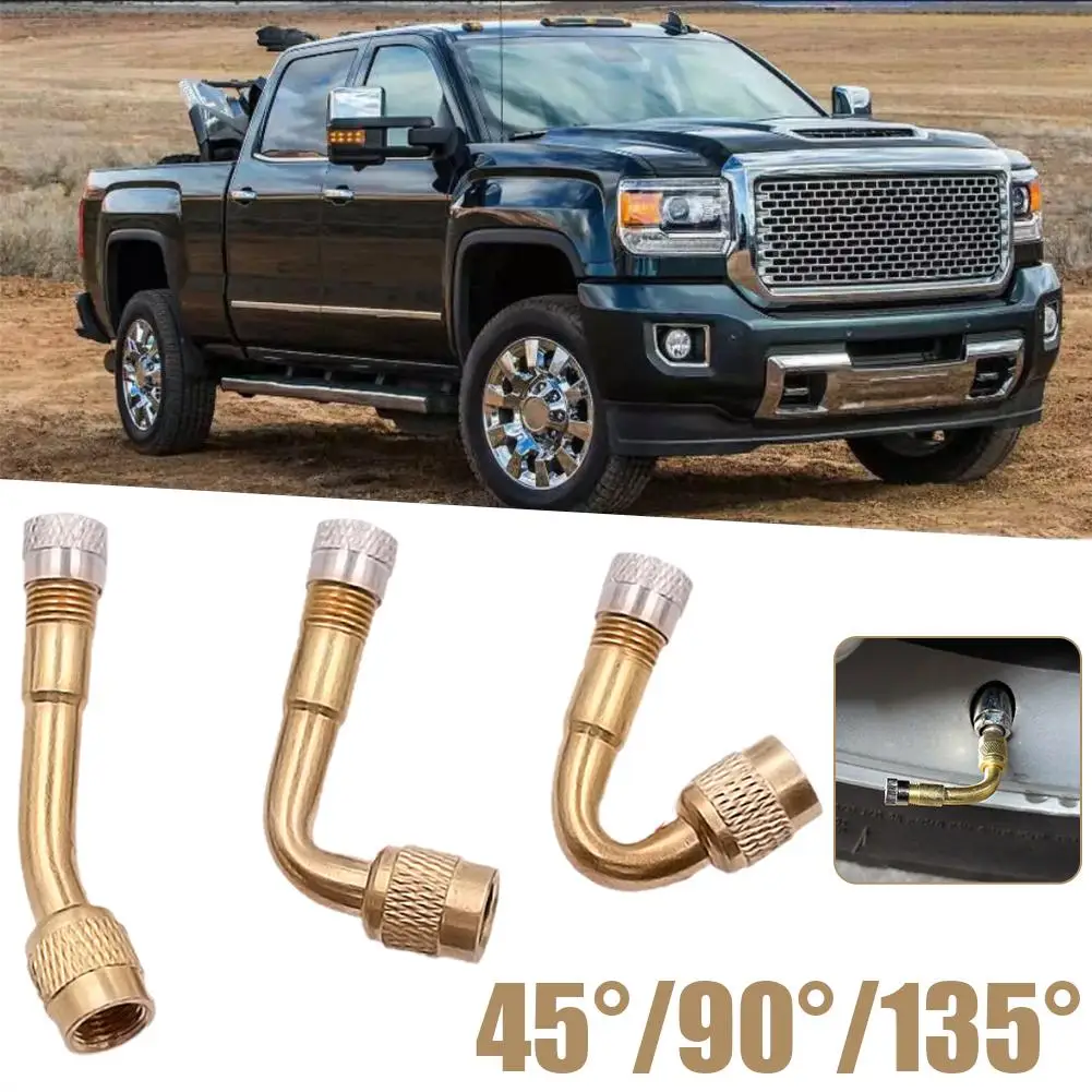 Car And Motorcycle Inflatable Mouth Multi-function Elbow Valve Extension Pure Copper Air Nozzle Pump Rod 45°, 90°, 135°