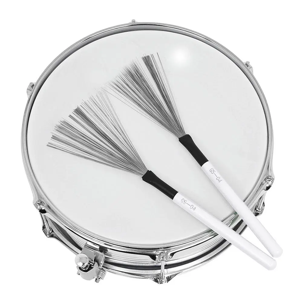 2Pcs Pro Grade Drum Brushes Wooden Handle Steel Wires Jazz Drum Set Spring Back Effect Smooth Play Comfort Grip Drummer Practice