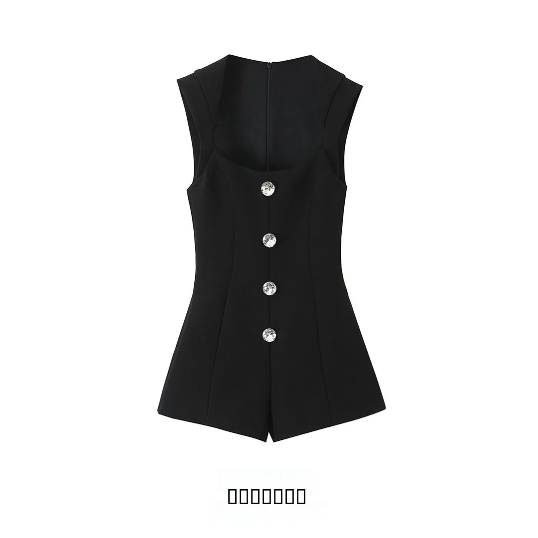 

KASLEAD New Women's Jewelry Button Decorated ort Onesie 845642 Straight Cut Commute Sle Polyester Fiber mid Waist