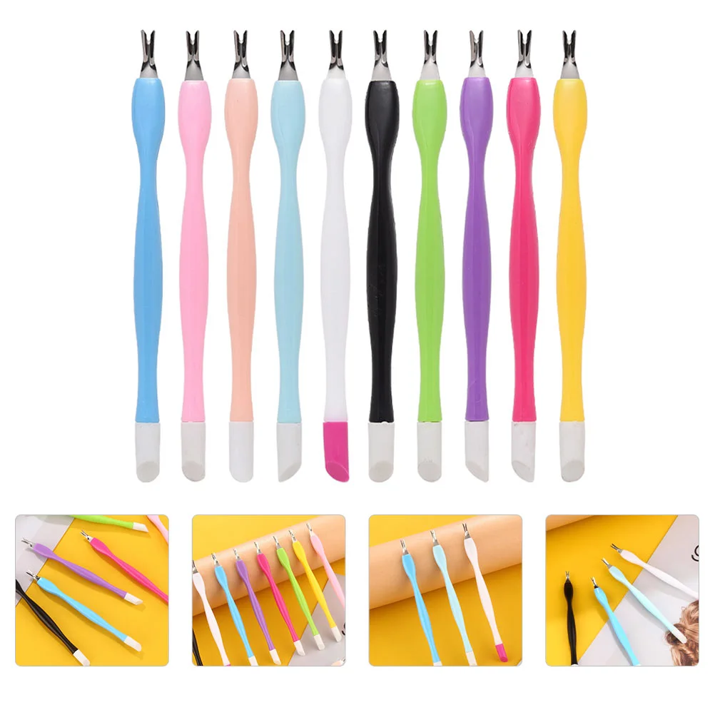 15 Pcs Nail Embossing Pen Trimmer Dead Skin Removers Tools Forks Kit Manicure Pedicure Plastic Pushers