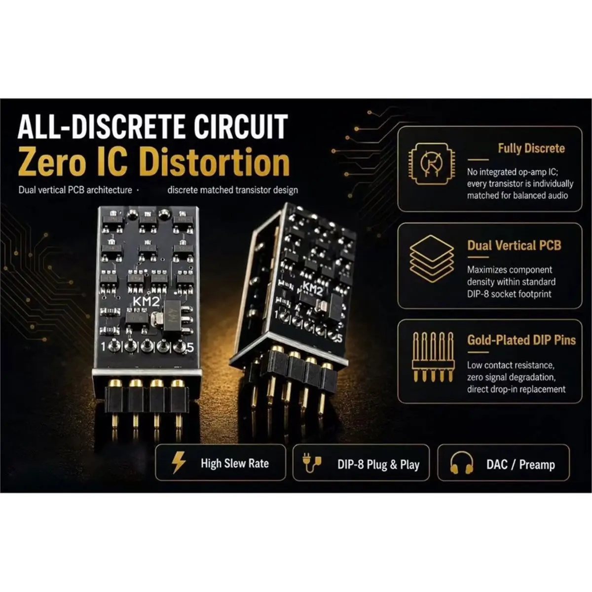 KM2 Class A Discrete Double Op Amp, Super Dynamic Op Amp, Direct Generation SS3601 SS3602