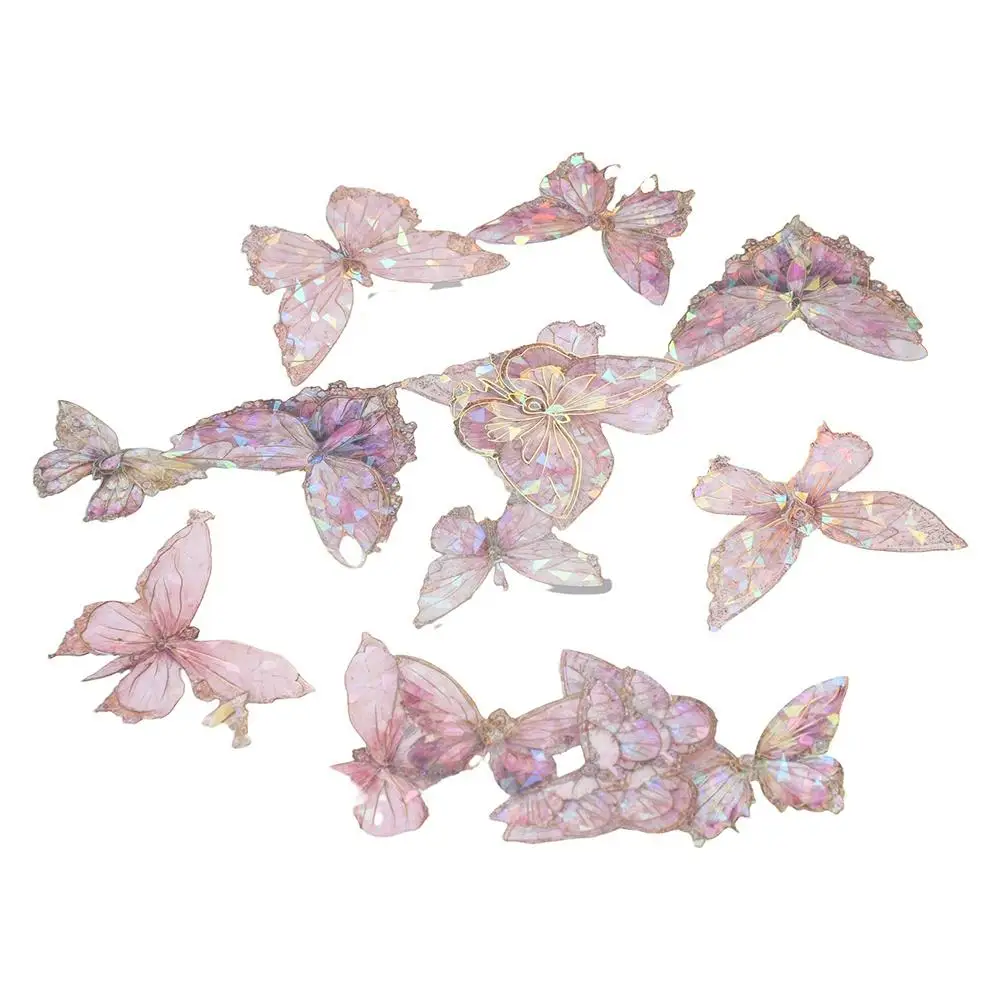 Pegatinas Retro DIY con Diseño de Mariposas de Cristal de Hielo, Pegatinas Decorativas Hechas a Mano, Pegatinas Brillantes para Papelería