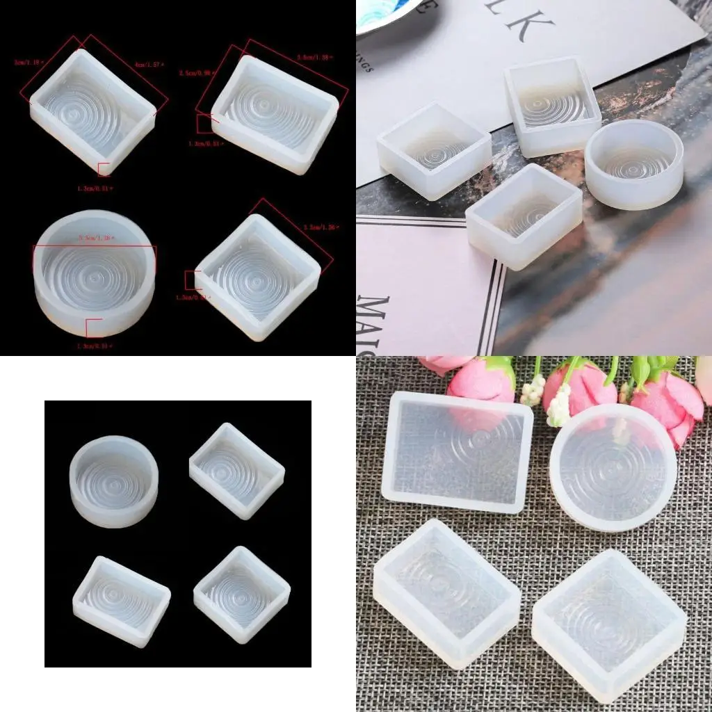 91AF 4x Water Ripple Silicone Molds for Resin Crafts Jewelry DIY Fashion Earring