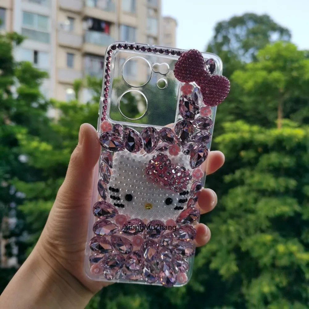 Hello Kitty Rosa Diamant Schleife Niedliche Handyhülle für Oppo Reno14 15Pro 14F 14FS Reno13 13Pro 13FS Reno12 Reno11 Reno10 9 Mädchen Cover – Detail 2