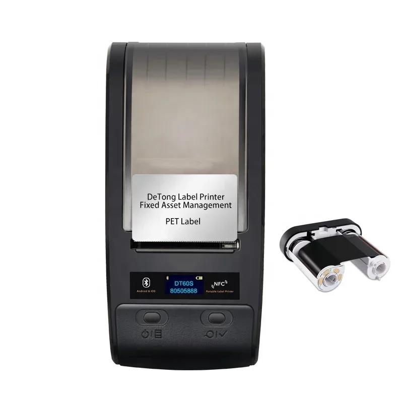 2026 DETONGER DT60S Handheld Label Printer Thermal Transfer Printer Barcode QR Code Fixed Assets Tag Printer