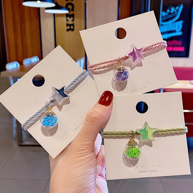 漫画の星の形をした透明な輪ゴム,子供のヘアアクセサリー,赤ちゃんの頭飾り,髪を傷つけない,新しい