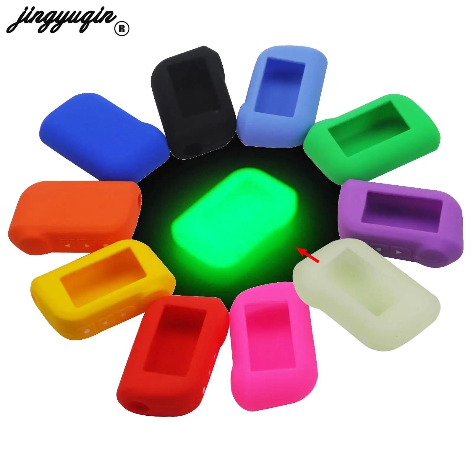 jingyuqin Silicone Auto Key Case for Starline A93 A63 Russian Version Two Way Car Alarm LCD Remote Controller Keychain Fob Cover