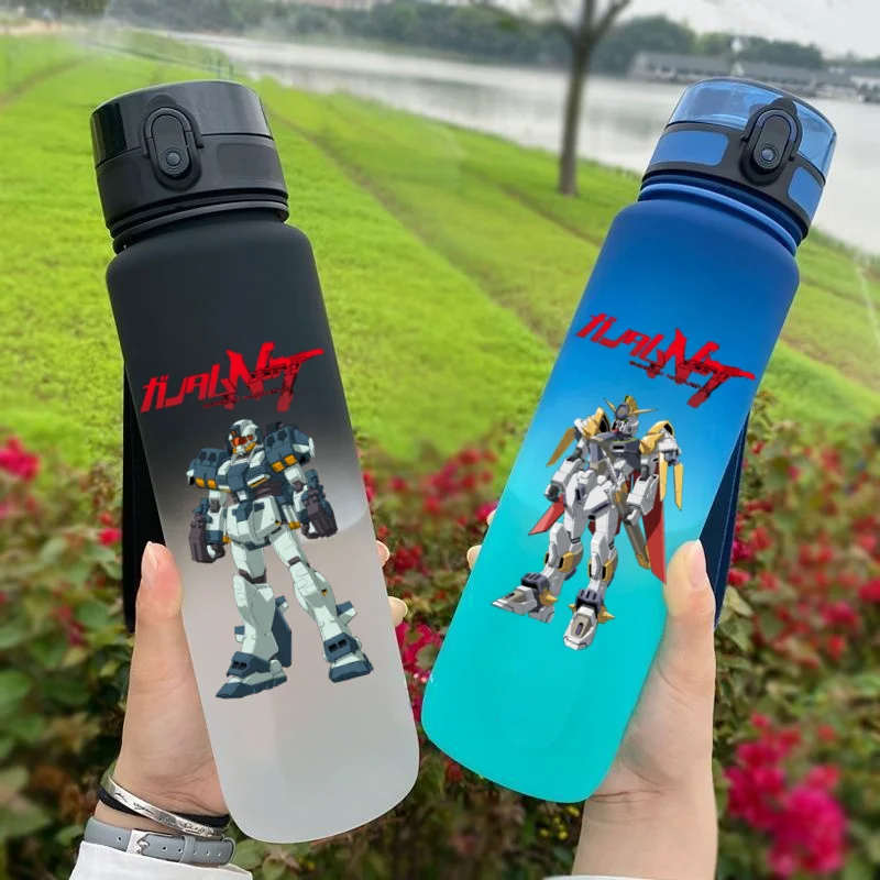 Mobile Suit Gundam 650ml Plastic Anti-drip Water Bottle for Fitness and Sports Drinking  Large Capacity  Children Students