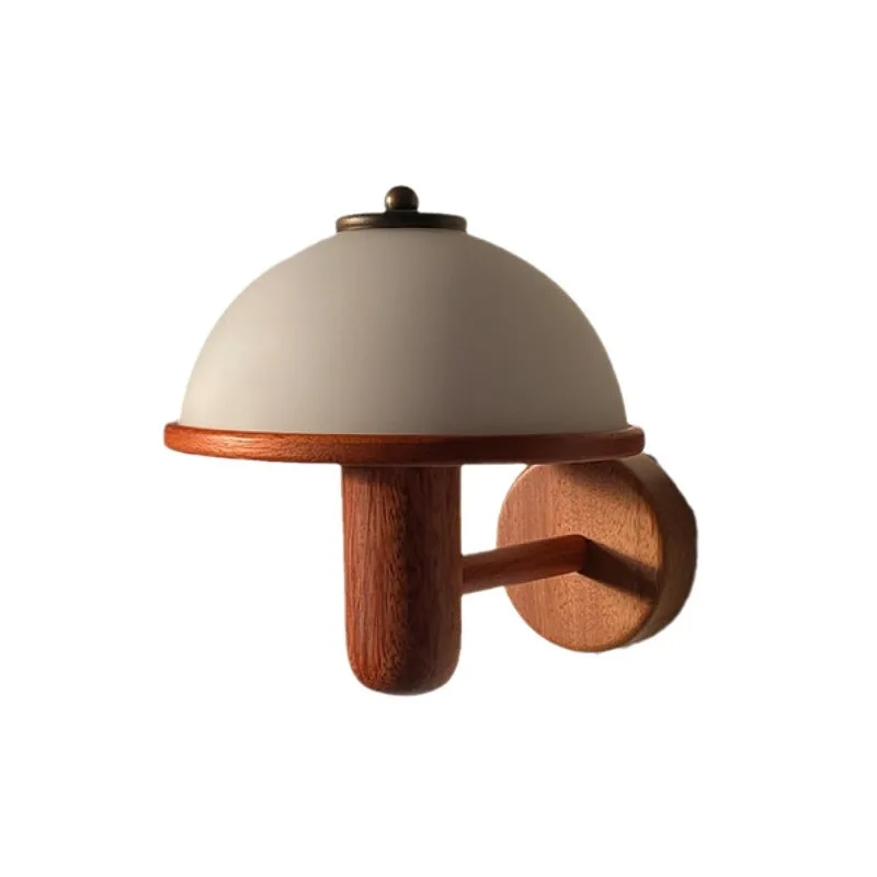

Classic retro style mushroom wall lamp nostalgic walnut living room bedroom bedside aisle corridor living room wall lamp