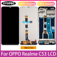 Original LCD Display For OPPO Realme C53 With Frame Panel Digitizer Assembly Repair Replacement Parts RMX3760 Touch Screen