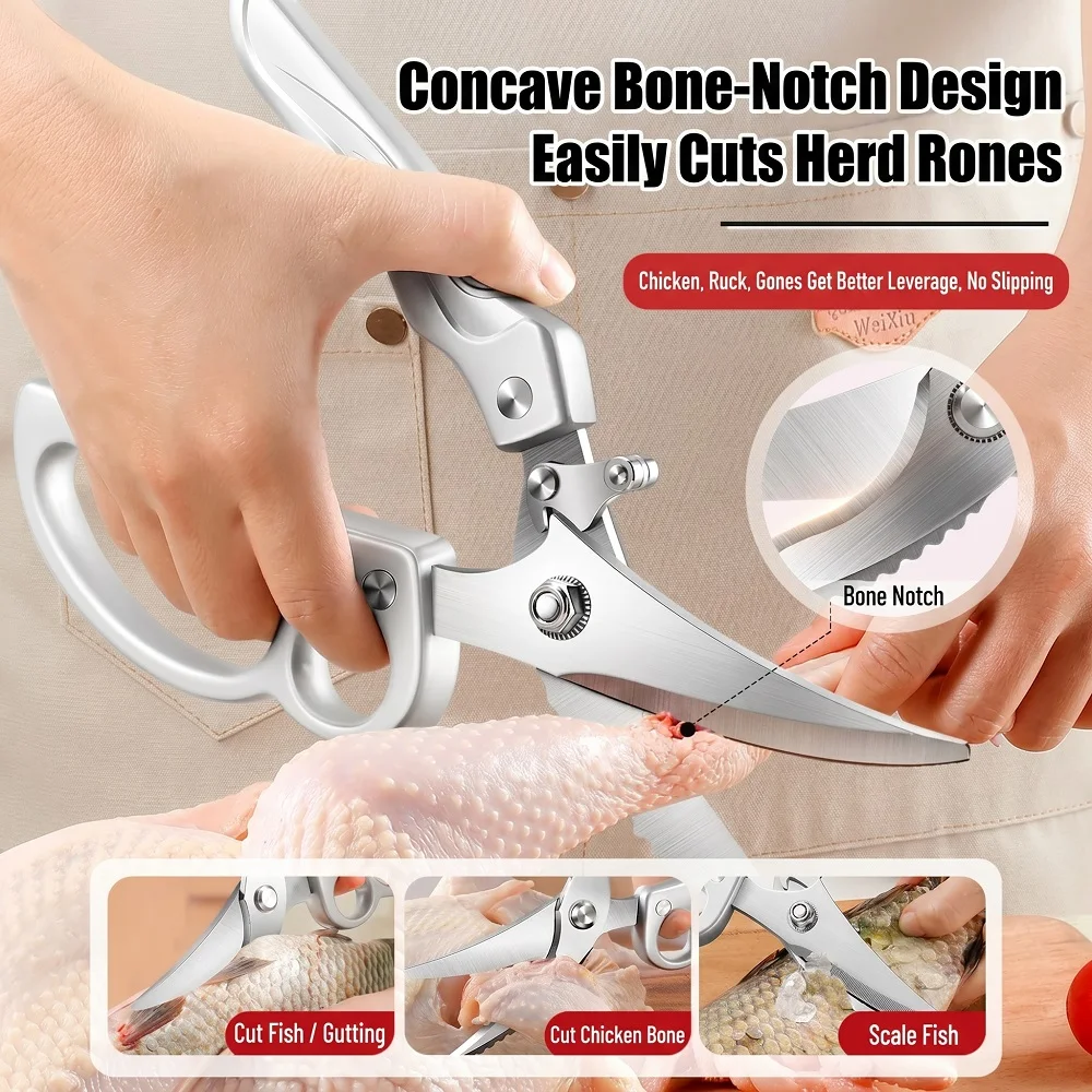 New High Hardness Labor-saving Kitchen Scissors, Multifunctional Heavy Duty Shears for Poultry, Barbecue & Food C2612