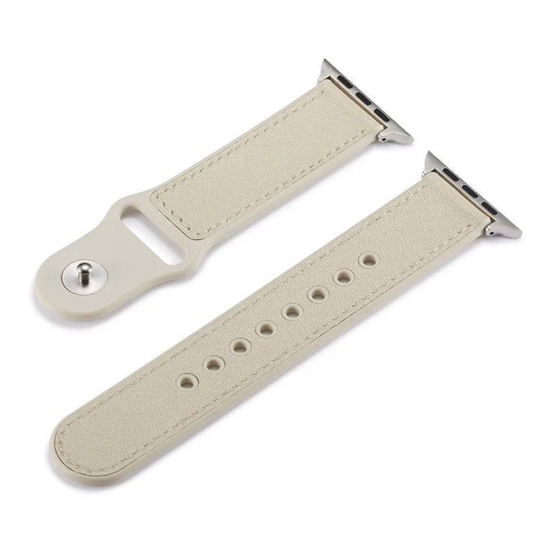 New Soft Genuine Leather + TPU Watch Strap for Apple Watch Series 7/6/se/5/4/3/2/1 (41mm 45mm 44mm 8mm) smart watch strap