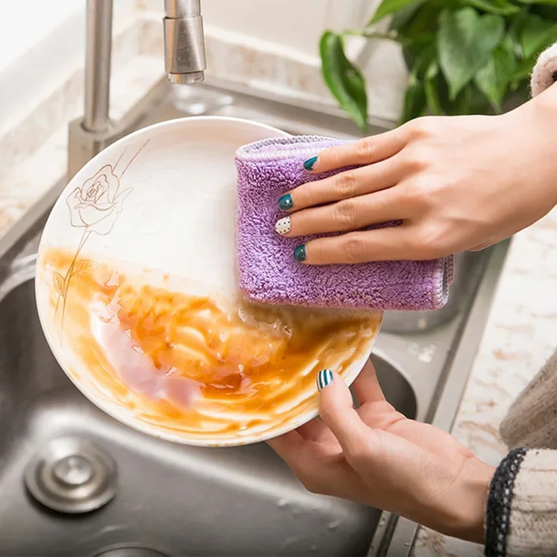 5Pcs Absorbent Glass Kitchen Cleaning Cloths Rags Table Window Home Kitchen Supplies Household Cleaning Towel Tools