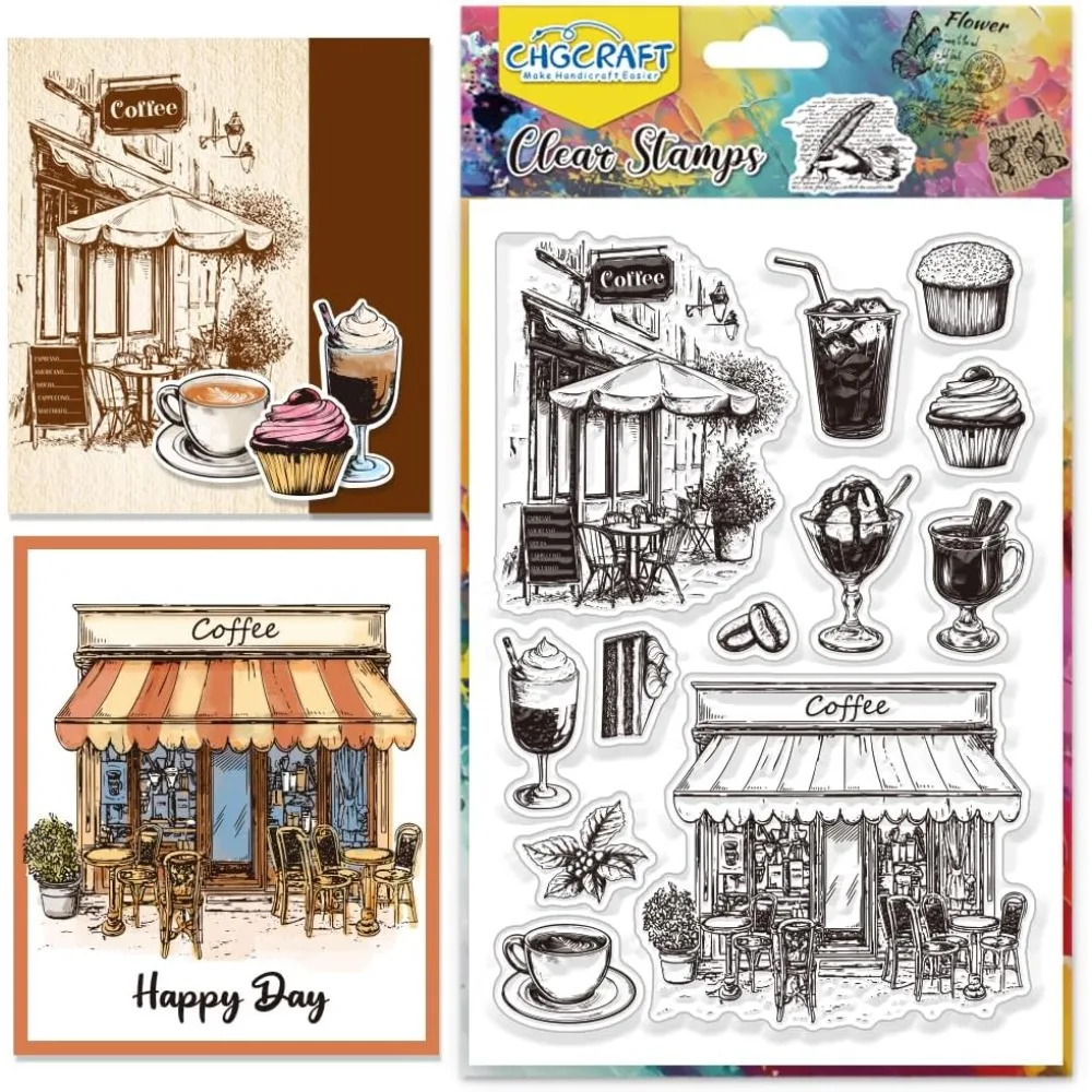 Coffee Shop Stamps Latte Coffee Stamps Transparent Stamps for Journaling Card Making DIY Handmade Photo Album Notebook