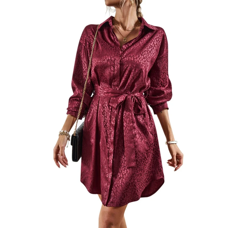 DY-Shirt Dress gonna a maniche lunghe elegante autunno e inverno da donna