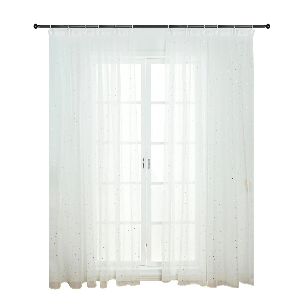 

1pcs Sheer Curtains Voile Curtains For Bedroom Living Room Window Tulle Light Filtering Sun Protection Polyester Fiber Decor