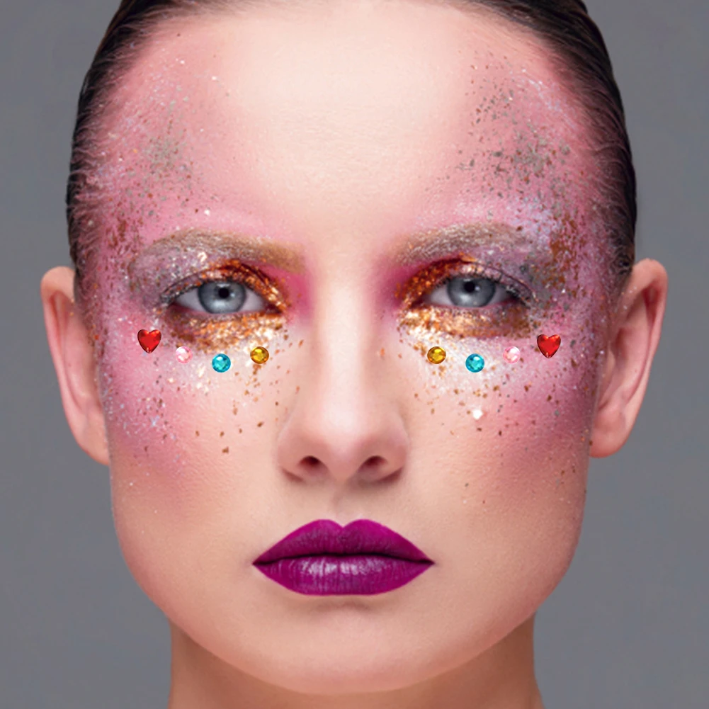 17 hojas de formas surtidas para manualidades, gemas, regalos autoadhesivos, pegatina de diamantes de imitación multicolor, fabricación de tarjetas, decoración brillante DIY