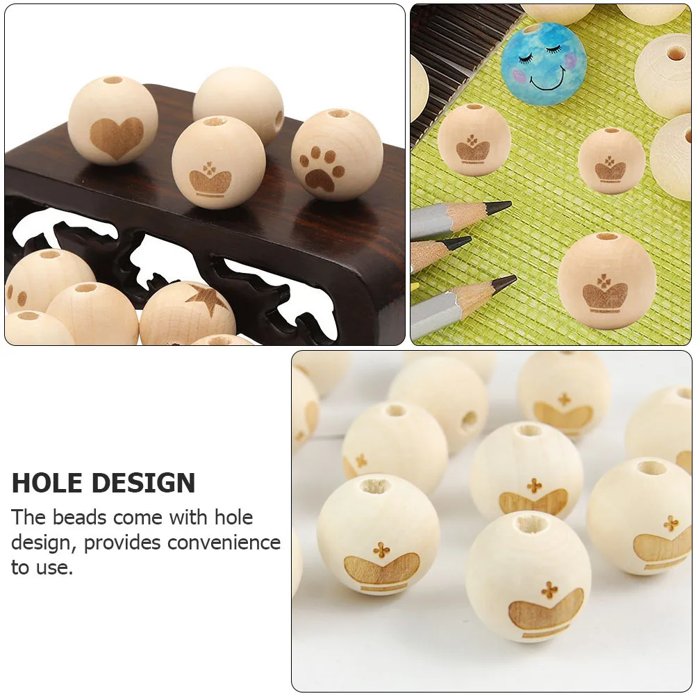 

50Pcs Premium Wood Beads DIY Loose Bead Accessories for Jewelry Making Handicraft Craft Decoration Stringing Pendant