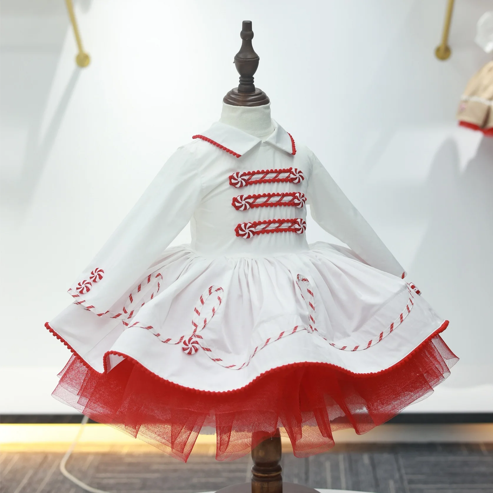 0-12Y Baby Girl Autumn White Windmill Candy Turkish Vintage Lolita Princess Dress for Birthday Holiday Casual Eid Christmas C117