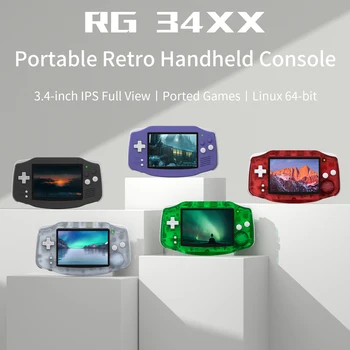 ANBERNIC RG34XX Retro Handheld Game Console 3.4" IPS Screen Linux 64-bit Video Gaming Player Support WiFi Bluetooth HD TV Output 2