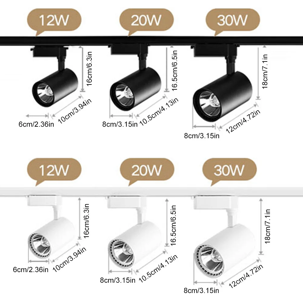 Oświetlenie torowe LED 12/20/30W Oświetlenie torowe COB Oświetlenie naścienne Reflektory kuchenne Reflektory sufitowe Track Light H Type 220V