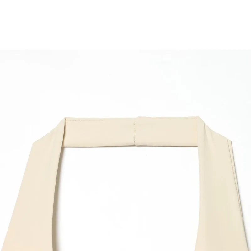 HXAO Halter-Top für Damen, Sommerliches Ärmelloses Crop-Top, Rückenfreies Bustier-Oberteil in Beige und Schwarz, Schulterfreies Korsett – Detail 5
