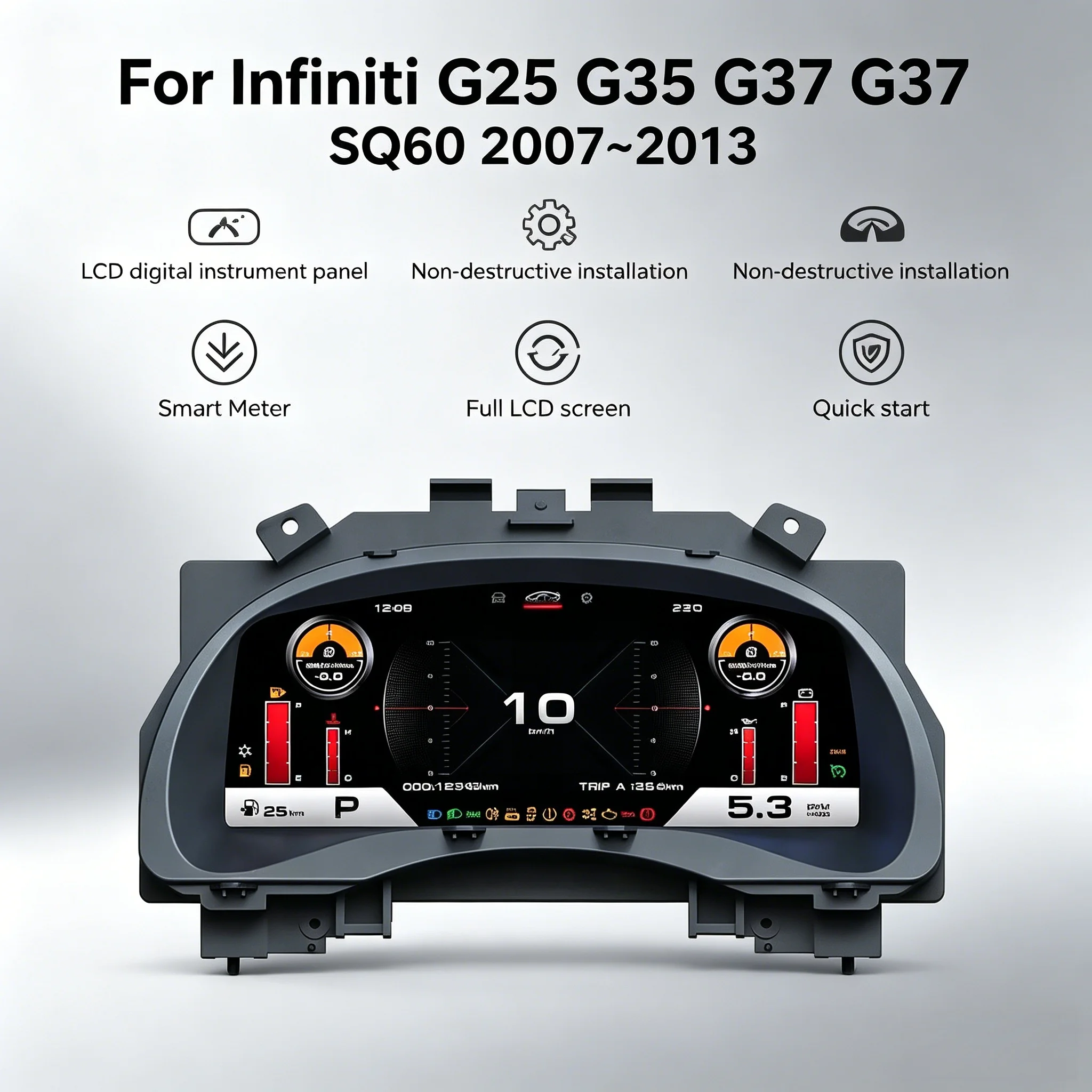 Car Dash Digital Cluster Auto LCD Instrument Odometer Speedometer Meter Head Unit For Infiniti G25 G35 G37 G37S Q60 2007-2013