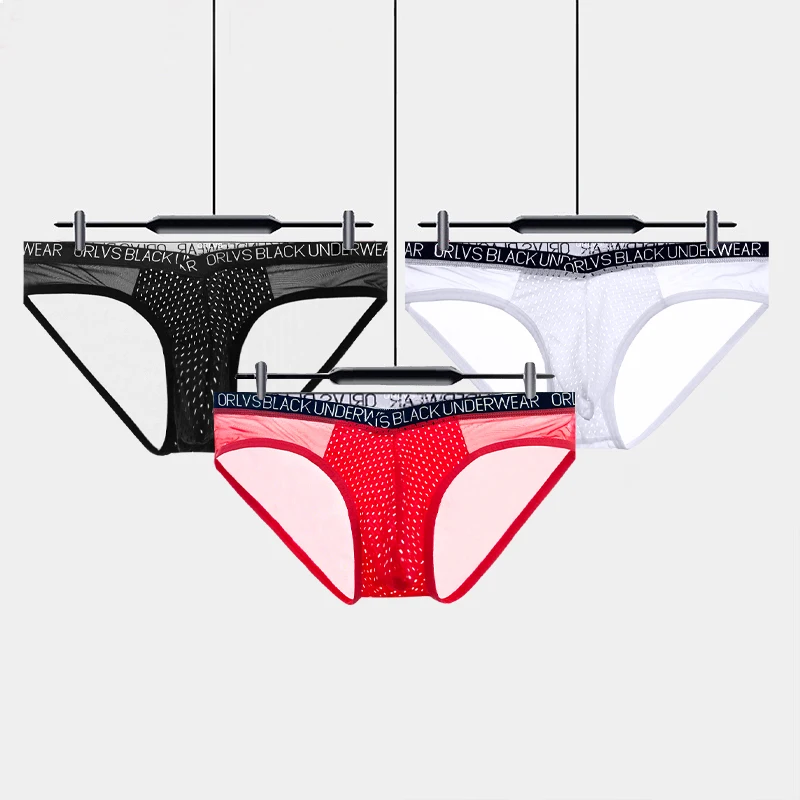 Przezroczyste męskie slipy wygodne z niskim stanem z jedwabiu lodowego seksowne męskie majtki szybkoschnące oddychające antybakteryjne kalesony