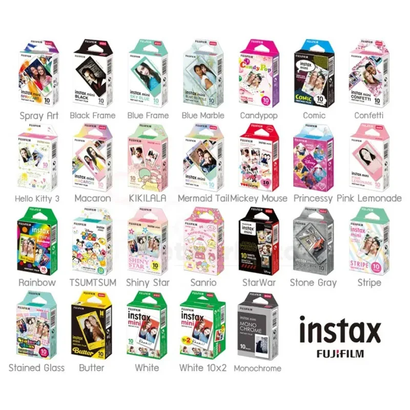 Fujifilm Instax Mini Film 10/30/100 Sheets Exposures Papers Color Design for Fuji Instax mini 12 Film Camera mini 11/40/9/8/7/90