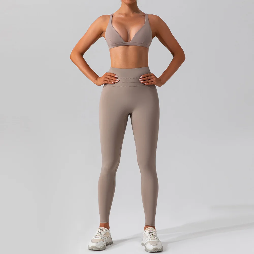 

2PCS Women’s Yoga Set, Seamless Sports Bra and High Waist Leggings, Gym Workout Tracksuit, Stretch Clothing Activewear Suit