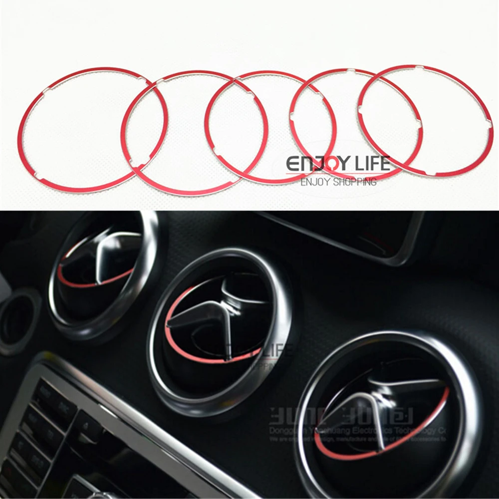 5pcs Interior A/C Air Vent Outlet Ring Cover Trim Sticker for Mercedes Benz GLA X156 GLA200 GLA250 CLA C117 CLA180 CLA200 CLA250