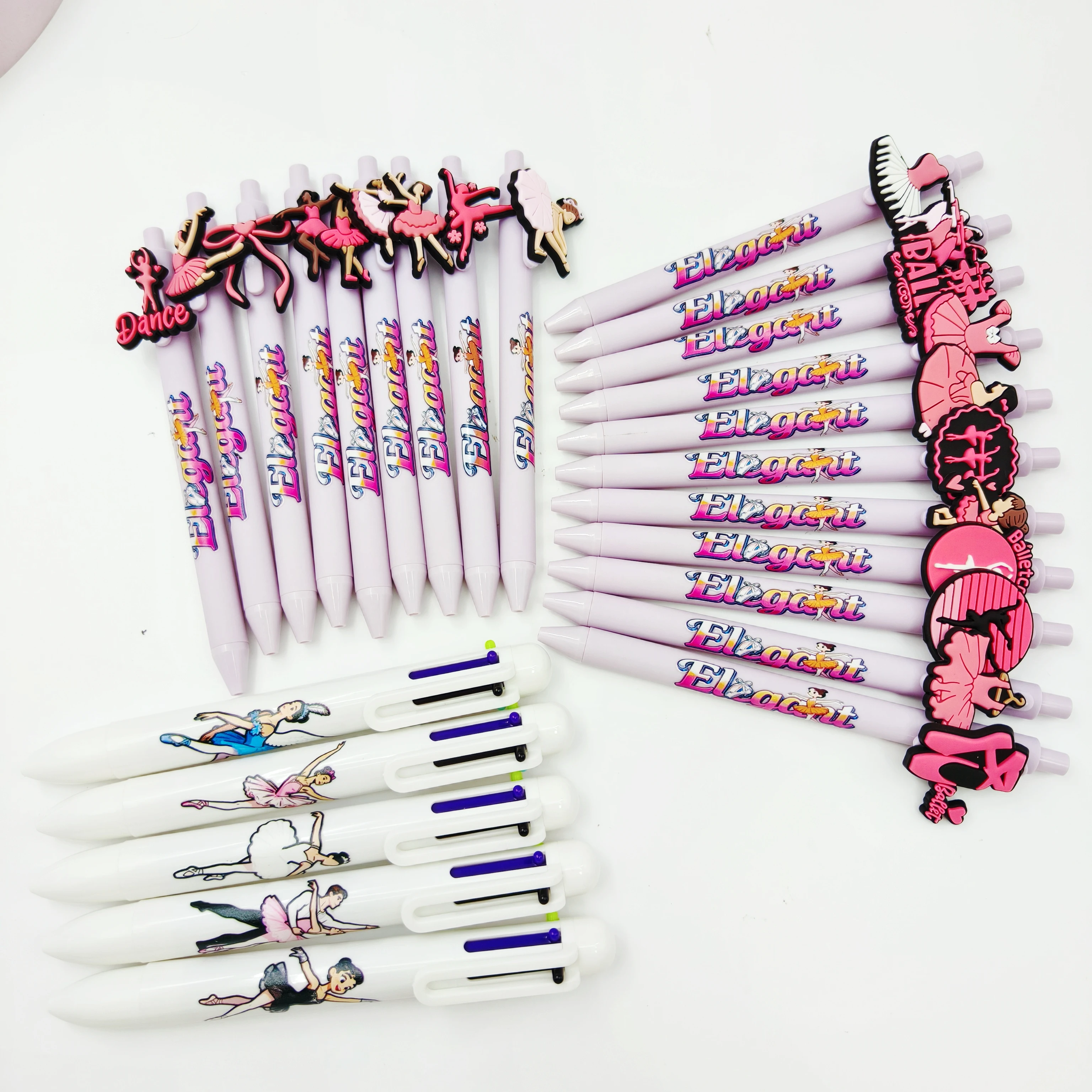 

16pcs(5pcs ballpoint pen +11pcs gel pen) Ballet modeling patch printing pen 6-in-1 multicolor ballpoint pen