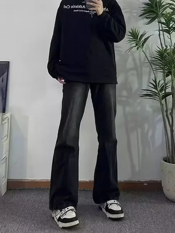 Ins Trendy Korean Style Women Cropped Pipe Pants, Spring Autumn New High Waist Slim All-Match Petite Student Trousers