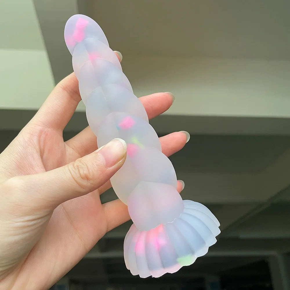 New Luminous Tiny Dildo With Suction Cup Glow in Dark Colorful Knot Penis For Beginners Female Men Masturbator Anal Massager Toy