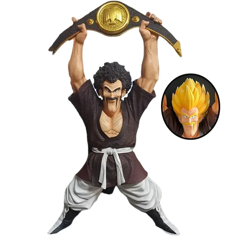 Anime Mister Satan Dragon Ball Figures Mister Satan Action Figure Hercule Ring Name Mark 34cm Interchangeable Head PVC Model Toy