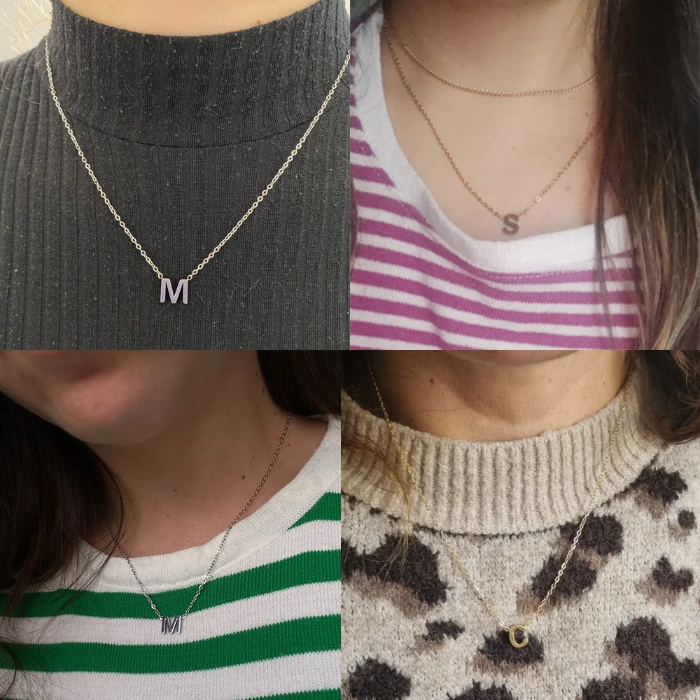 Cazador Alphabet Initial A-Z Letter Necklace for Women Stainless Steel Minimalist Jewelry Choker Chain Birthday Anniversary Gift view 4