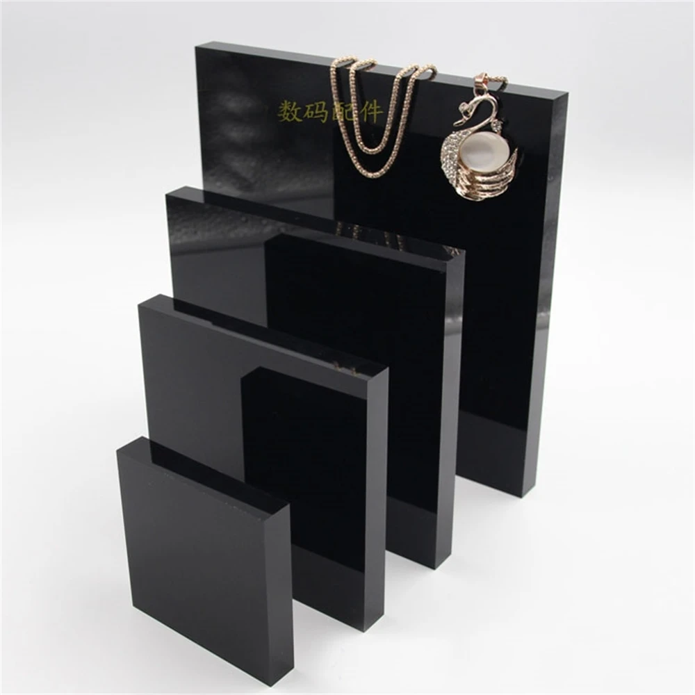 Black Square Acrylic Sheet Jewelry Display Props Pmma Sign Stand Cosmetics Booth Label Holder