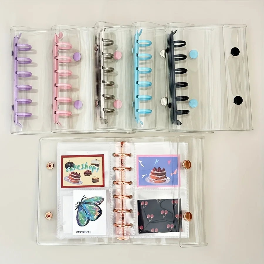 A7 Macaron-Themed Binder Set with 6-Hole Cover & 10 Sleeves Pastel Colors Pink Purple PVC Collectible Organizer for K-Pop Fans view 3