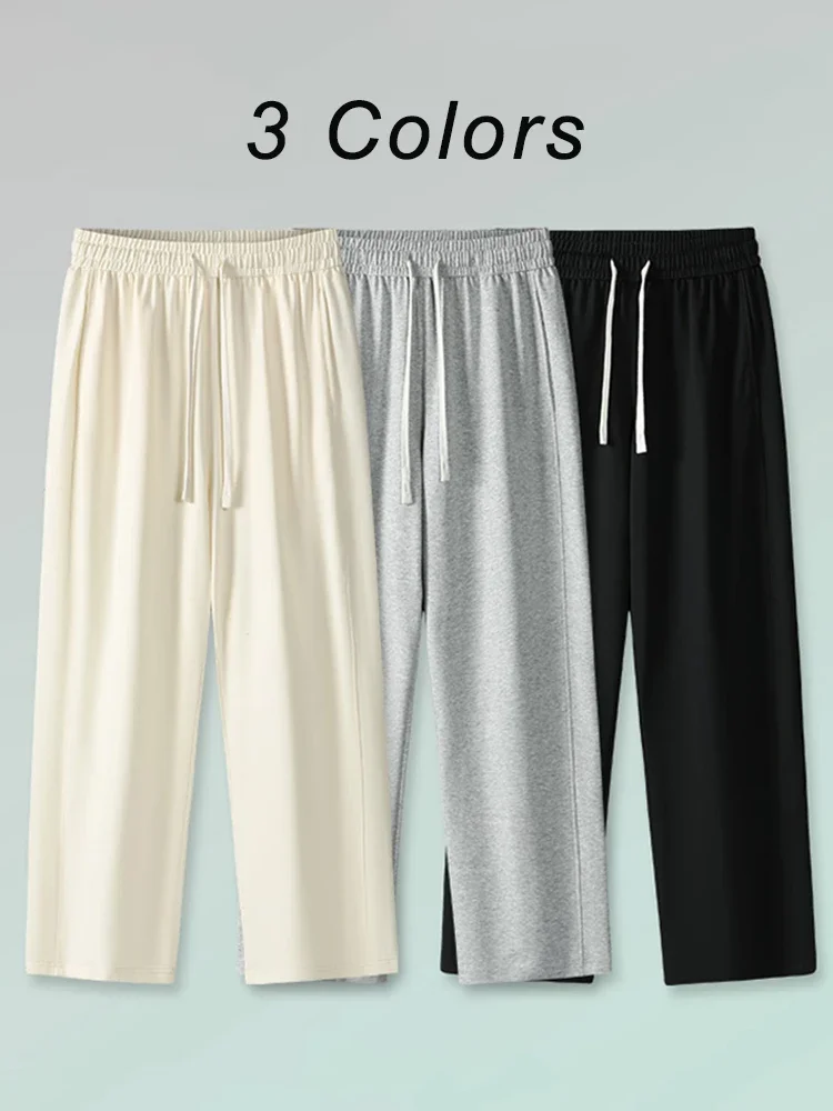 2024 New Summer Men's Sweatpants Korean Fashion Sportswear Light&Thin Cotton Straight Track Pants Casual Loose Home Trousers - Image 2