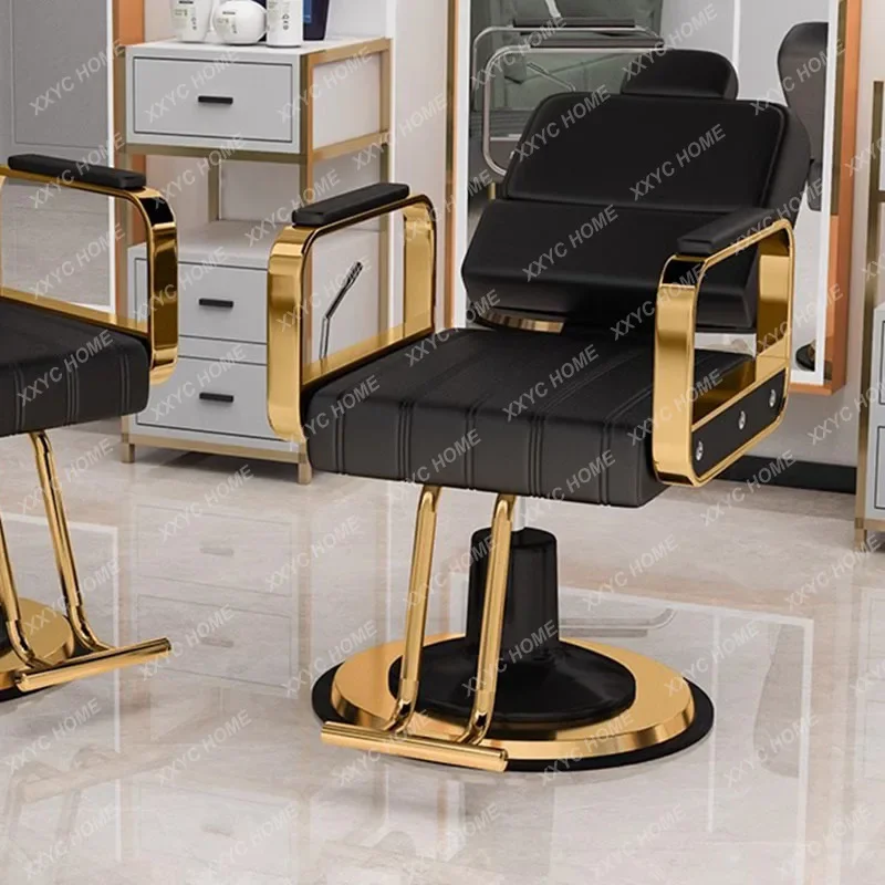 Golden Stylist Aesthetic Hairdressing Chairs Swivel Rotating Pedicure Barber Chairs Professional Cadeira  Furniture MQ50BC