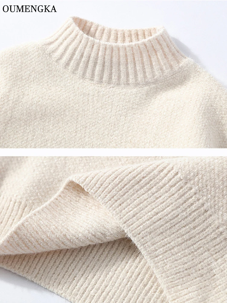 Women Oversize Sweater Turtleneck Couple Basic Vintage Pullover Jumper Winter Thick Warm Casual Loose Knitted Soft Blue Female