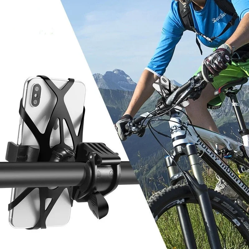 Bike Motorcycle Phone Mount Tether X Web Grip Silicone Cell Phone Holder Band Bicycle Universal Elastic Rubber Security Strap