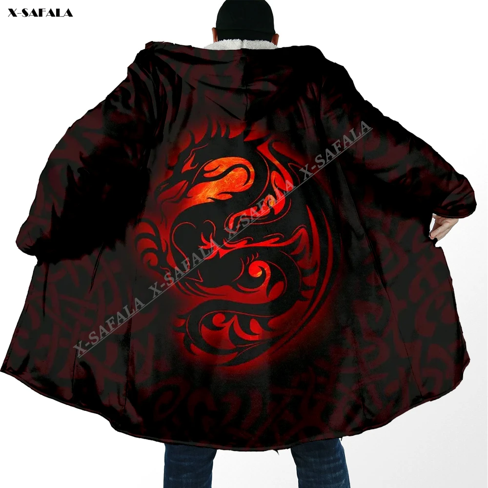 

Wales Celtic Dragon Knot Fury 3D Printed Cloak Thick Winter Warm Hooded Blanket Coat Fleece Adult Jacket Pullover