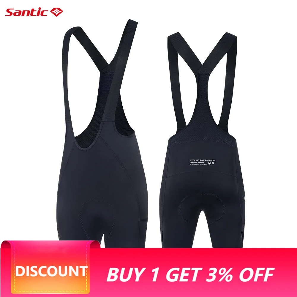 Santic Men's MTB Road Cycling Bib Shorts Imported Comfort Seat Cushion Breathable High Elasticity Quick-Dry Anti-Slip