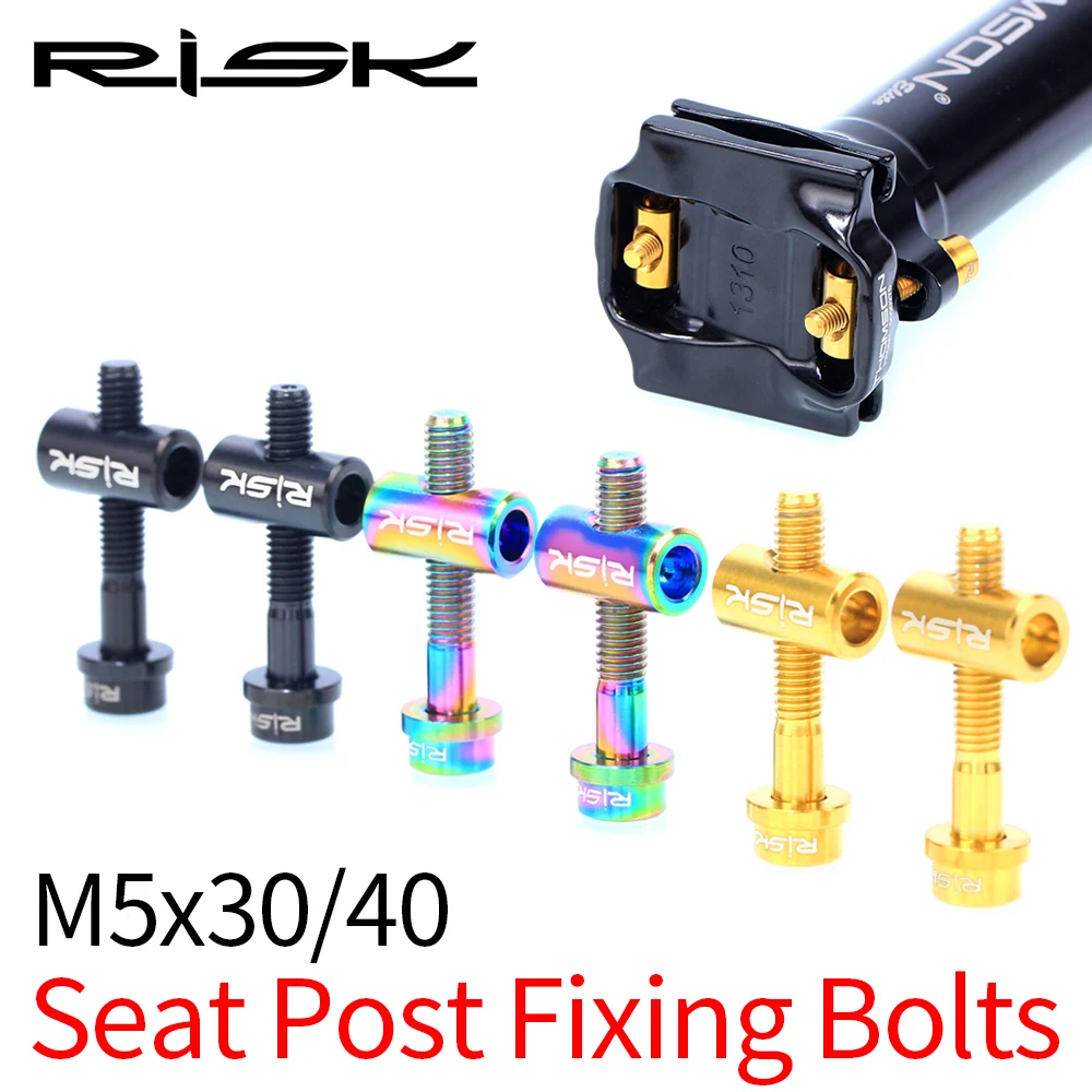 

RISK 2pcs M5*30mm M5x40mm Titanium Alloy Bicycle Seat Post Bolts MTB Mountain Road Bike Nut Washer for Seatpost Seat Tube Screws