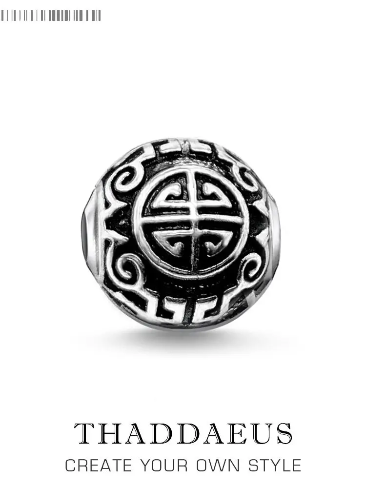 Koraliki Ethno Black 925 Sterling Silver Prezent dla kobiet Mężczyźni Karma Charms Świetne błogosławieństwo Biżuteria Akcesoria — zdjęcie 2